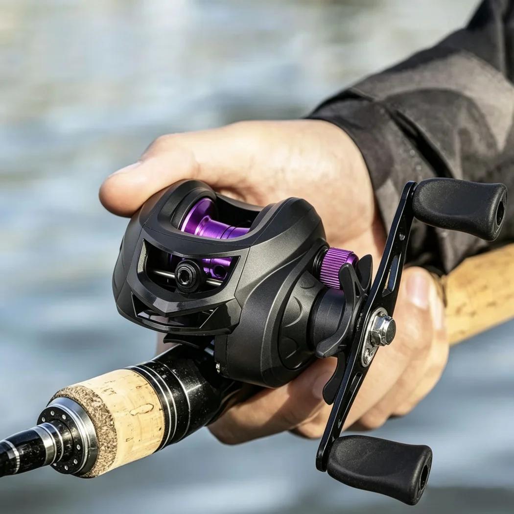 Moulinet baitcasting 7.2:1 haute vitesse anti-tangle - Pour pêche eau douce et mer longue distance
