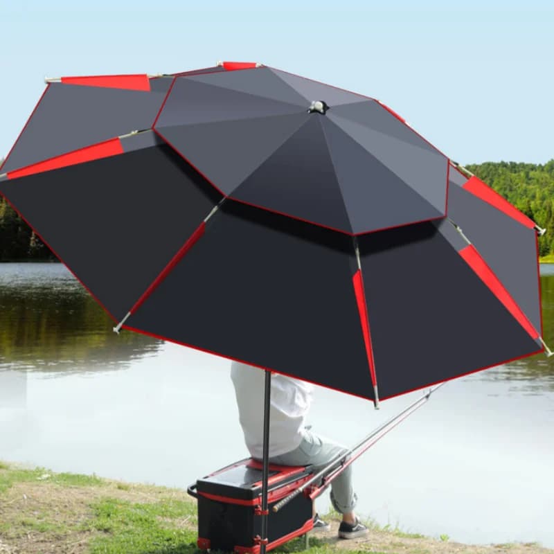 Parapluie de pêche anti-UV 360° ajustable imperméable grand format pour camping et extérieur