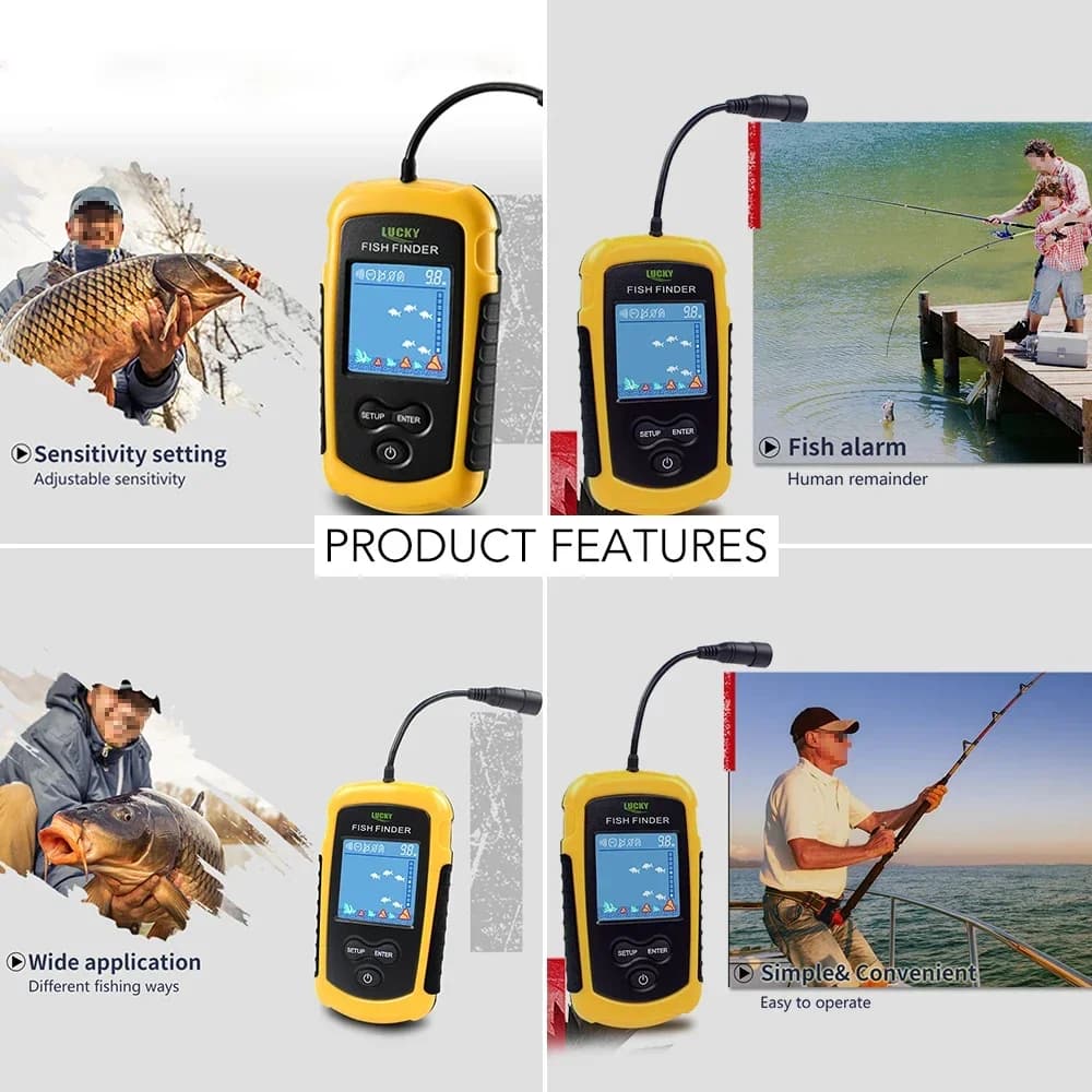 Sondeur poissons Lucky écran couleur portable 100m profondeur échosondeur pêche lac rivière