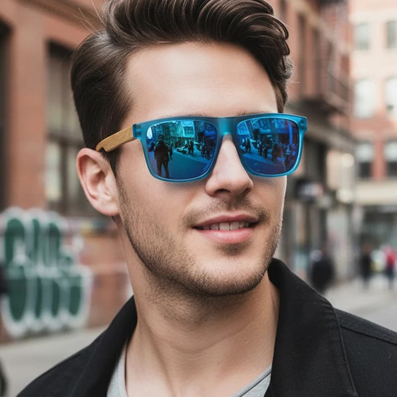 Lunettes en bambou bois UV-protection pour pêche écologique - Style rétro tendance 3052 - Homme