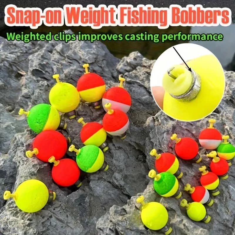 Kit 5 flotteurs bouchons pêche EVA snap-on pour crappie bluegill poisson-chat main