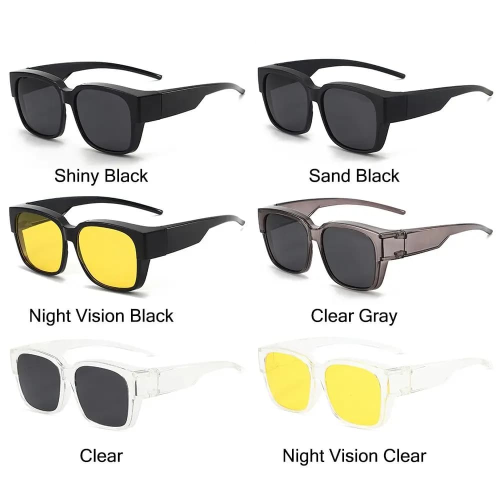 Sur-lunettes de pêche polarisées carrées pour port sur verres correcteurs - Protection UV sur prescription