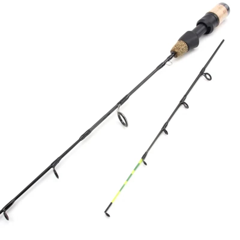 Set pêche glace hiver canne 60cm 2 pointes et moulinet combo carbone pour pêche sur glace