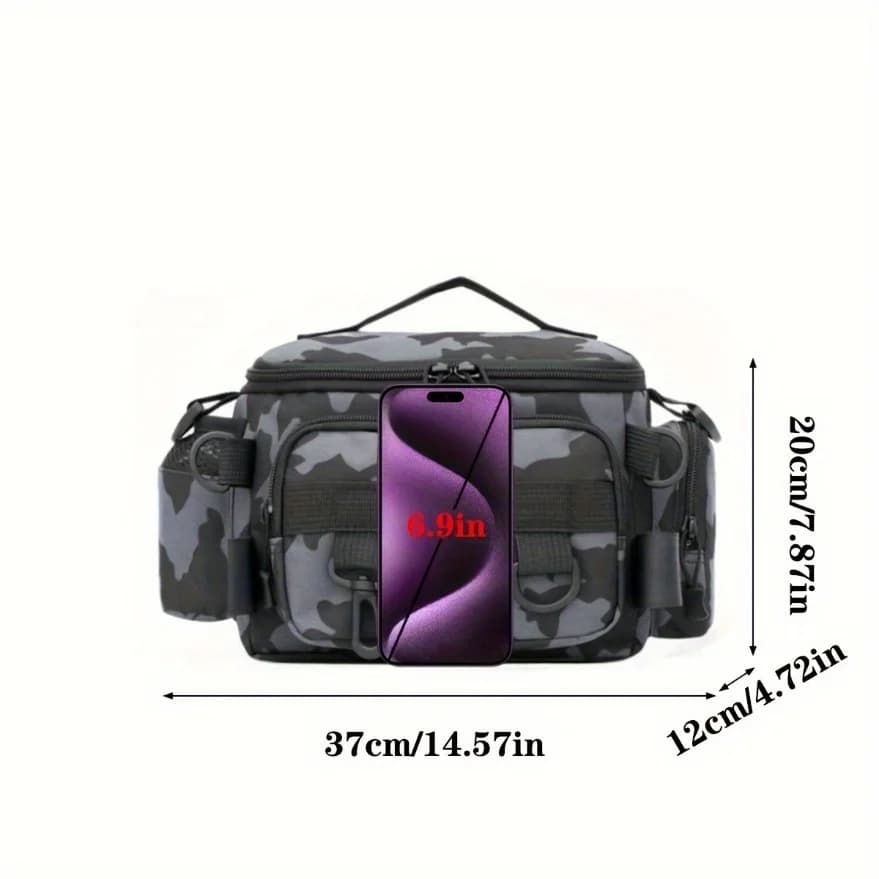 Sac multifonction pêche en toile - Sac banane bandoulière à dos pour leurres et accessoires