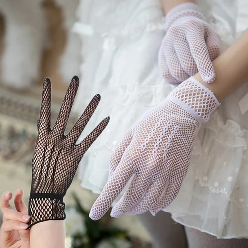 Gants filet élégants pour femme - Style dentelle noir et blanc protection mains mode pêche féminine