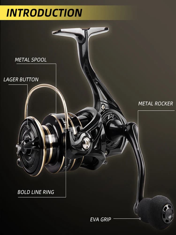Moulinet spinning professionnel ultra-léger 1000-7000 avec frein 8-12kg pour eau douce et mer