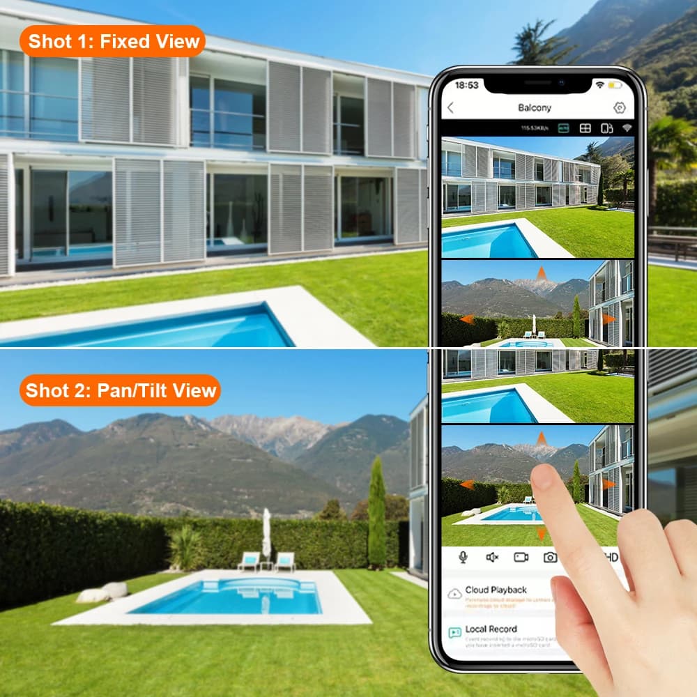 Caméra de sécurité extérieure 8MP 4K PTZ WiFi avec double objectif et détection IA humaine