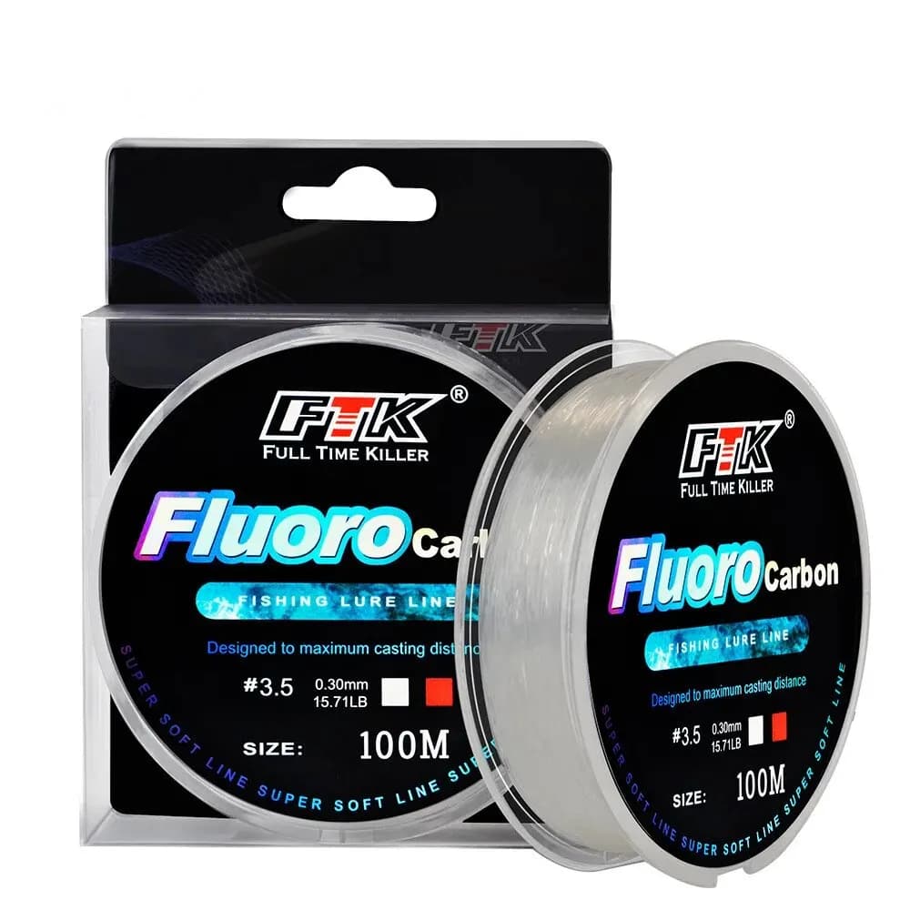 Fluorocarbone 100m pour pêche au leurre et pêche en mer, ligne canne à mouche fibre carbone accessoires