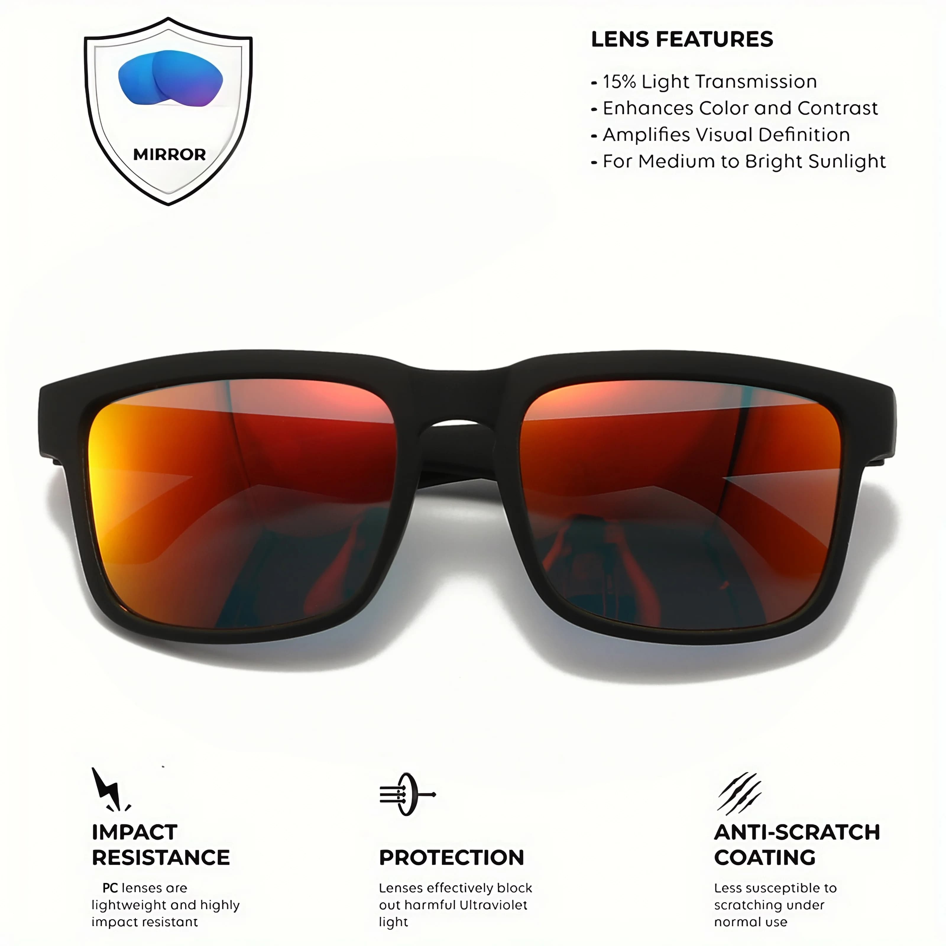 Pack 4 lunettes de pêche carrées UV400 motif design - Équipement groupe pêche plage et vacances