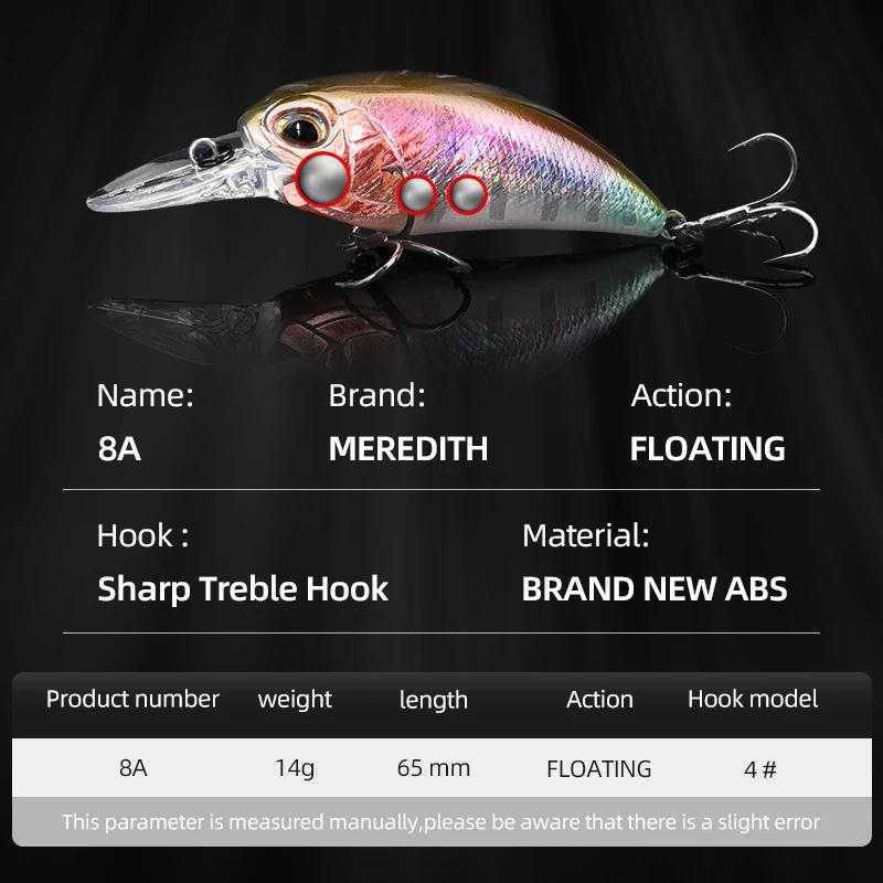 Leurre jerk crank MEREDITH M65 flottant 14g 11 couleurs - wobbler professionnel profondeur 2.0-2.5m pêche