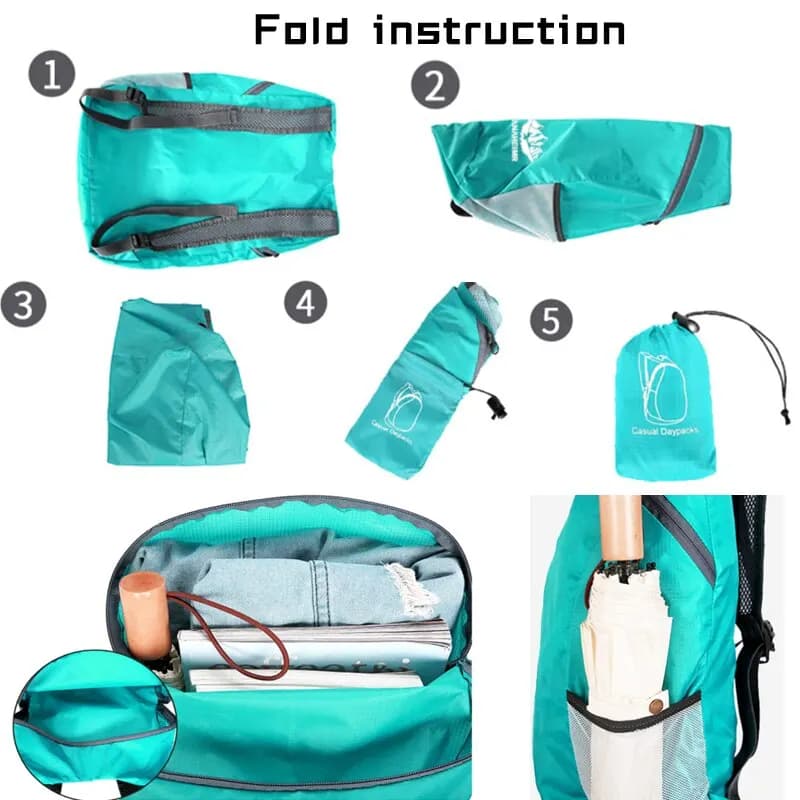 Sac à dos pliable ultraléger homme femme étanche grand volume, sac voyage léger sport outdoor et daypack