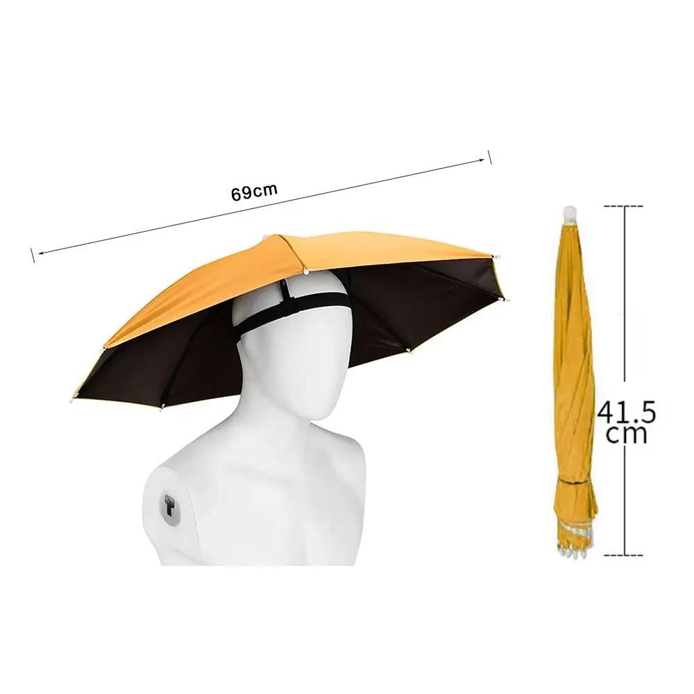 Casque parapluie pêche pliable anti-vent portable protection solaire pluie camping plage extérieur
