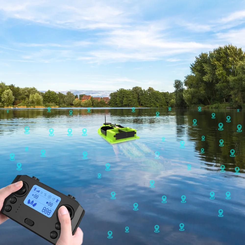 LOKEEVAN D19 Remote Controlled Bait Boat with GPS,600M RC Night Boat LED Fishing