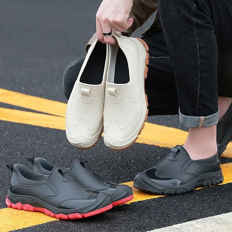 Bottes travail courtes antidérapantes homme imperméables pour lavage auto pêche cuisine caoutchouc