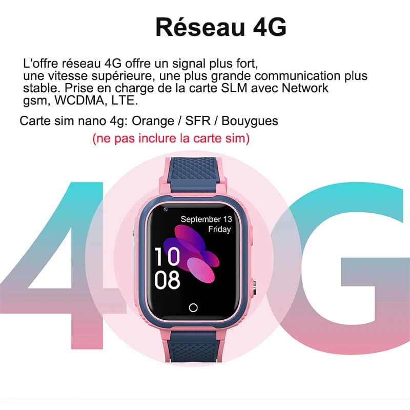 Montre Connectée Enfant LT21 4G avec GPS et Appel Vidéo - Étanche IP67 et Surveillance Parentale