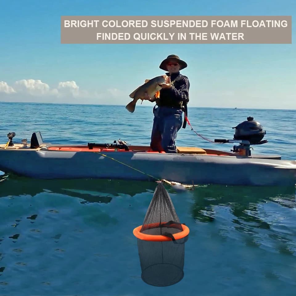 Panier de pêche flottant et pliable pour garder vos vifs, cage filet résistante pour la pêche en étang