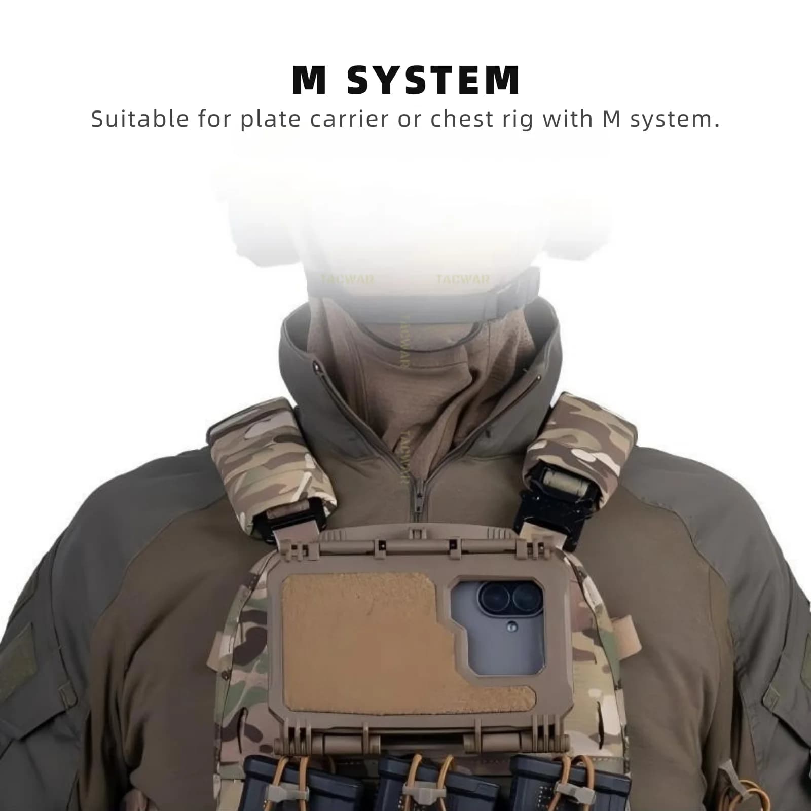 Boîtier rangement téléphone tactique MOLLE V2 - Support navigation pêche airsoft chasse