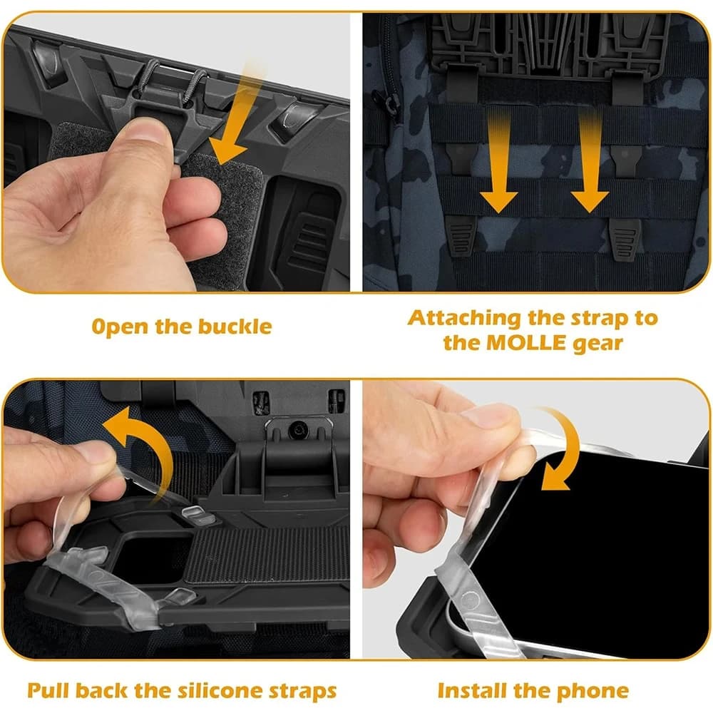 Support téléphone tactique MOLLE pour navigation pêche en kayak et pêche côtière GPS