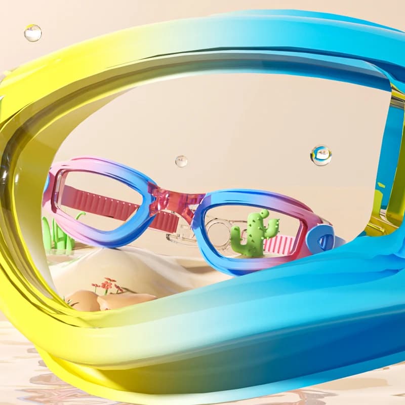 Lunettes de natation enfants 3-14 ans anti-buée étanches avec protection UV et bonnet