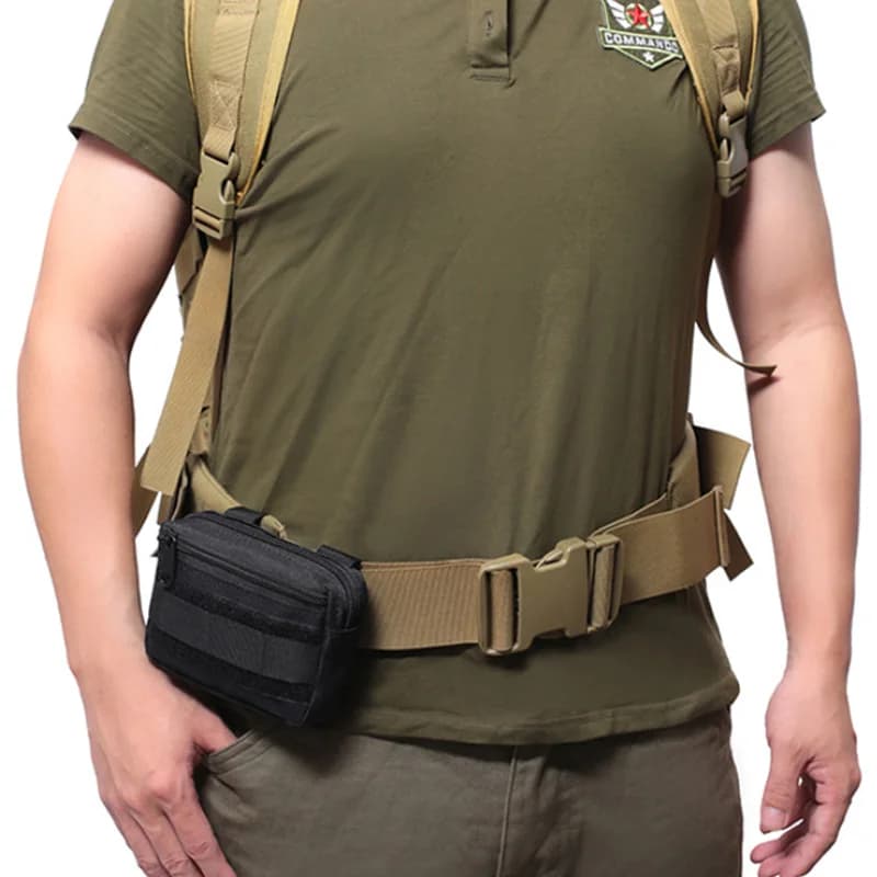 Ceinture tactique double couche MOLLE avec poche banane pour pêche et camping
