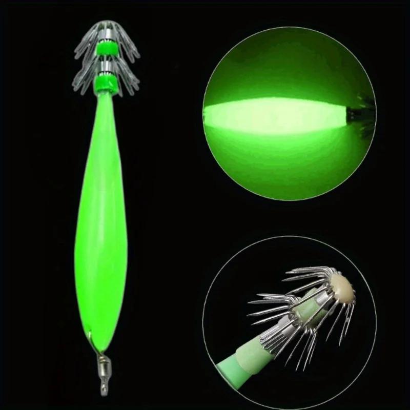 Ackibbik 5 leurres luminescents pour pêche au calmar et poulpe - hameçons spéciaux céphalopodes