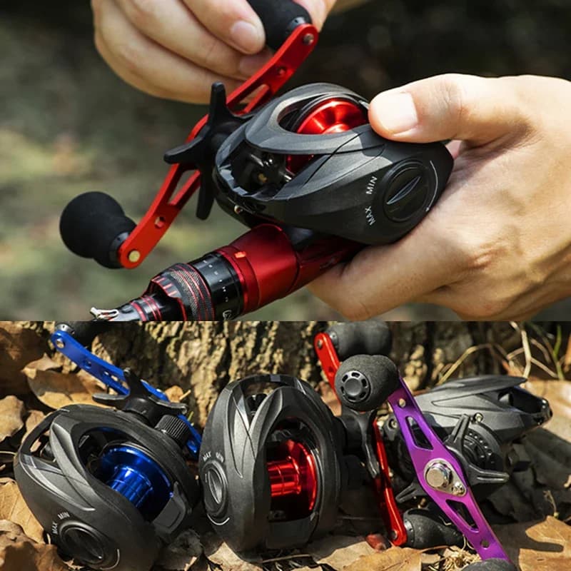 Moulinet baitcasting 7.2:1 haute vitesse anti-tangle - Pour pêche eau douce et mer longue distance