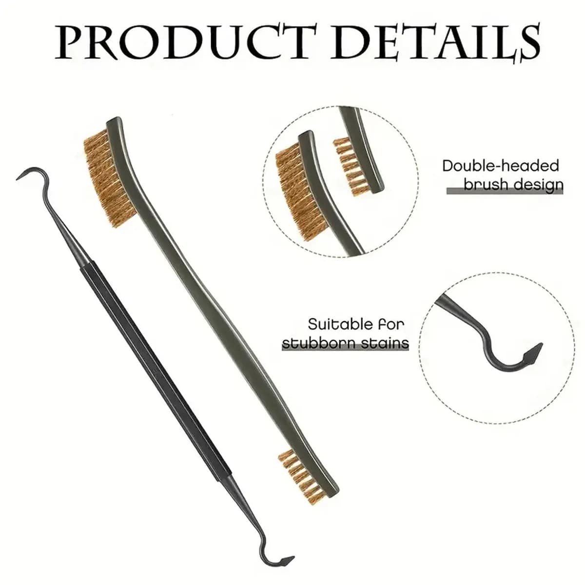 Kit brosses double extrémité acier et nylon pour dérouillage, polissage et nettoyage matériel pêche