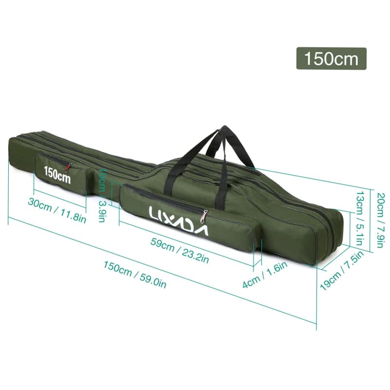 Sac transport cannes pêche Lixada 90/120/150cm 3 couches pliable rangement moulinets accessoires