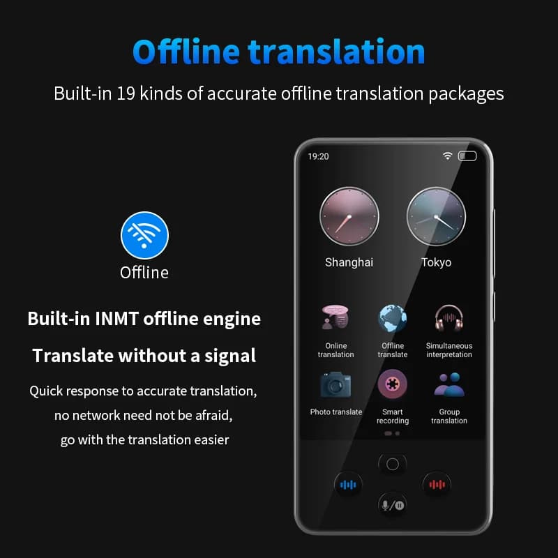 Traducteur portable S85 Pro WiFi 138 langues - Traduction vocale et photo avec ChatGPT pour pêche internationale