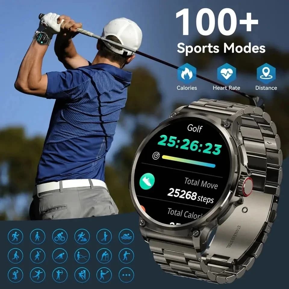 Montre militaire V69 GPS pour pêche extrême : IP68, 710mAh, boussole, étanche, appels Bluetooth