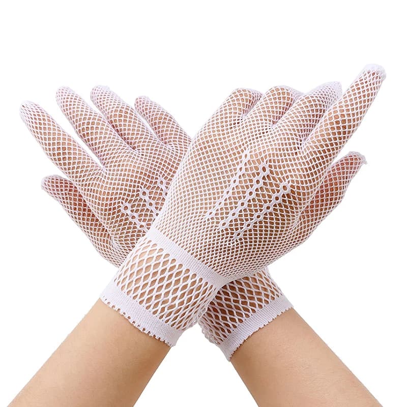 Gants filet élégants pour femme - Style dentelle noir et blanc protection mains mode pêche féminine