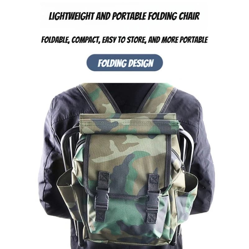 Chaise sac à dos camouflage randonnée pliante portable tabouret pêche double sangle chasse