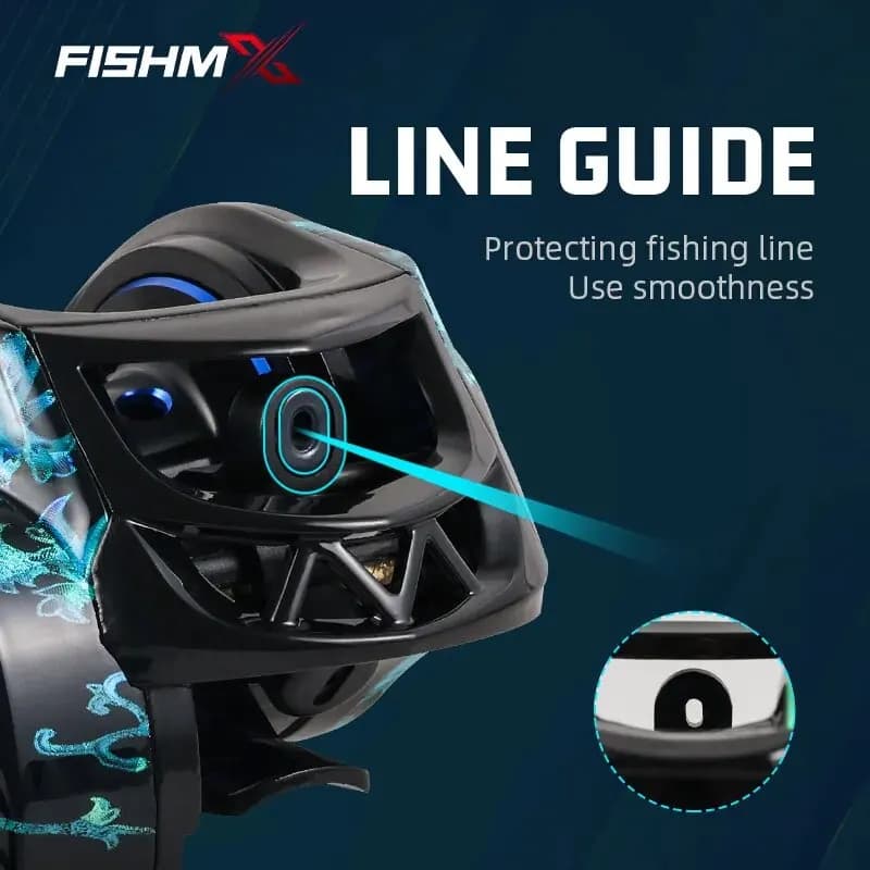 Moulinet baitcasting Fishmx anti-explosion avec frein magnétique 7.2:1 pour pêche longue portée