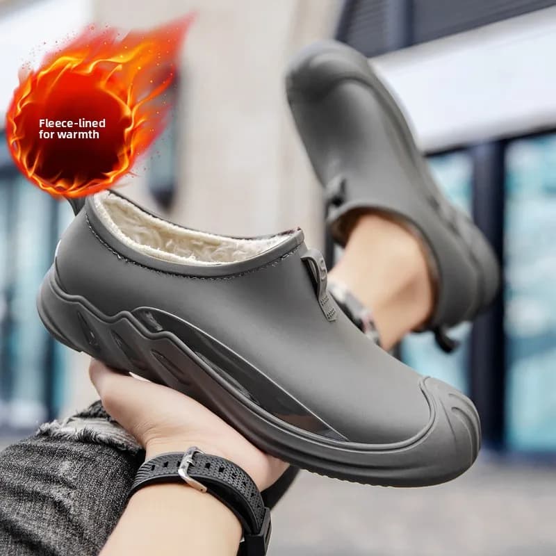 Bottes pêche basses doublées polaire imperméables - Chaussures travail cuisine automne hiver