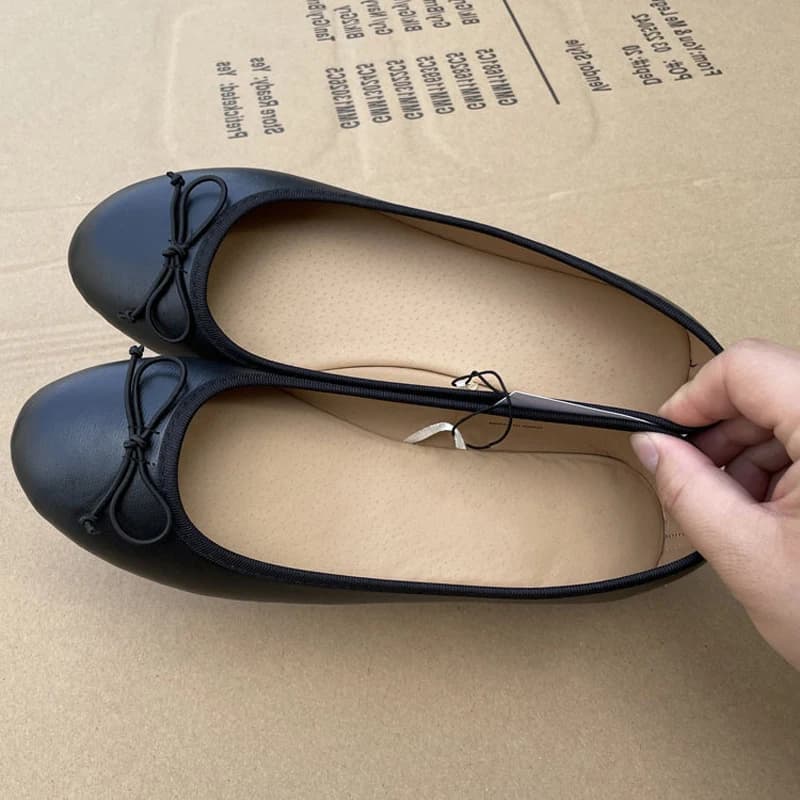 Ballerines femme élégantes nœud cuir confortables mules plates pêche casual chaussures d'été