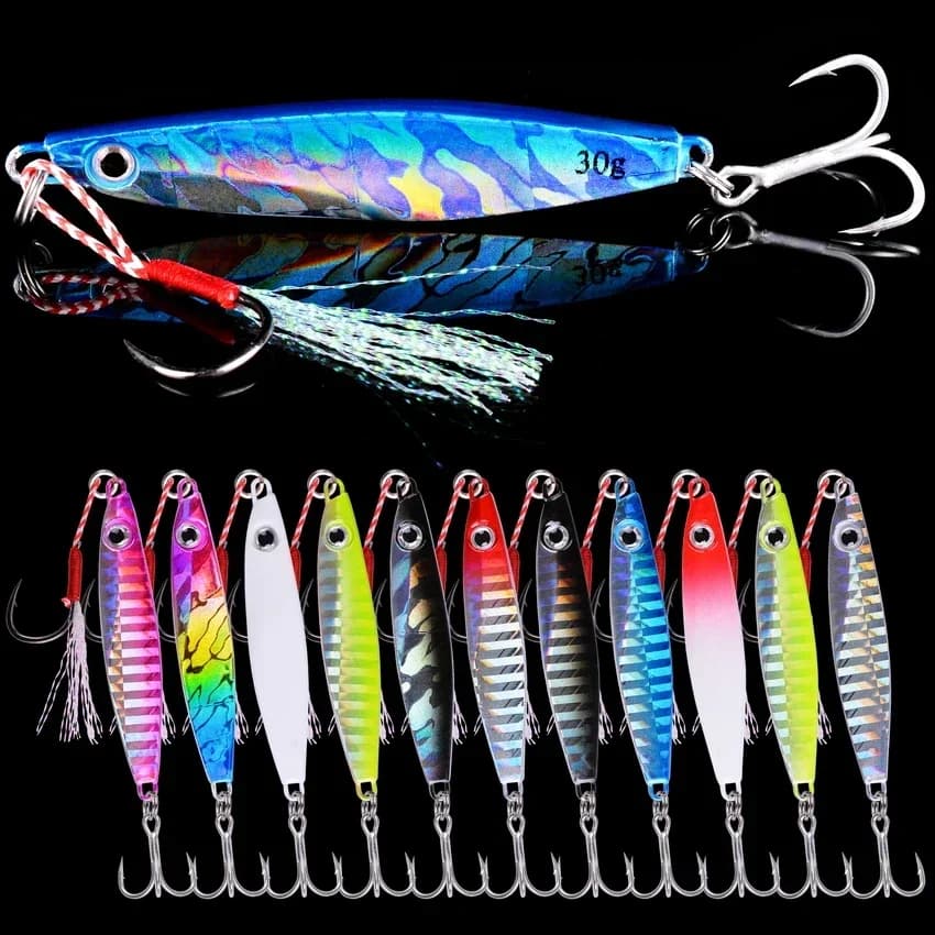 12 leurres métalliques pencil bait 7-40g pour surfcasting bar - Appâts coulants mer
