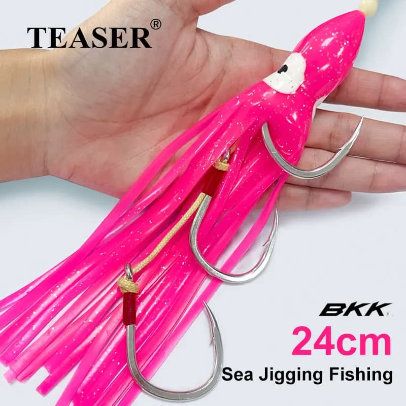 Hameçon de jigging TEASER HK034 pour octopus et leurres souples - Hameçon gang pour thon et bonite