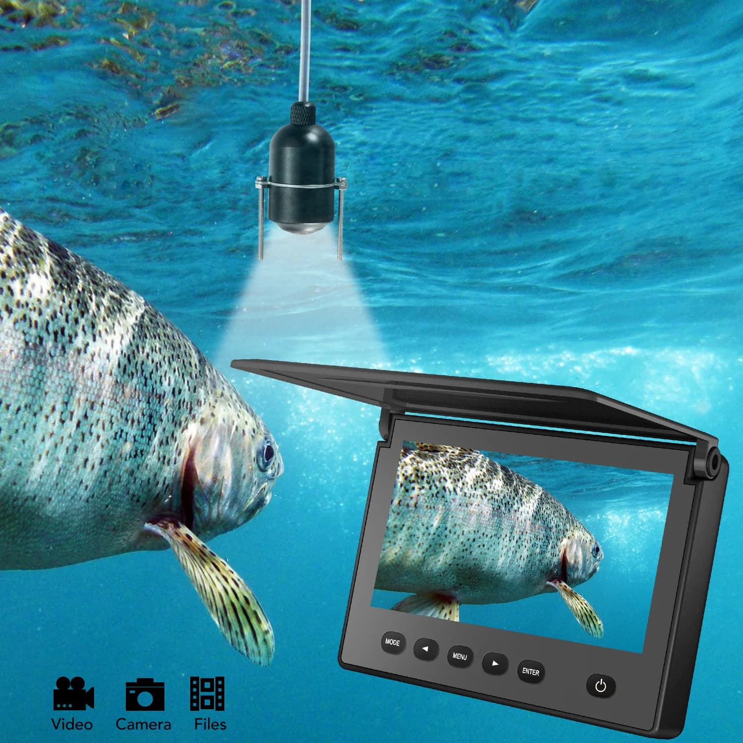 Sondeur de pêche sous-marin Lucky avec caméra vision nocturne écran LCD 4.3" pour pêche sur glace