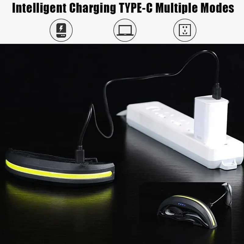 Lampe frontale COB portable lumière rouge/blanche rechargeable pêche camping - Projecteur frontal