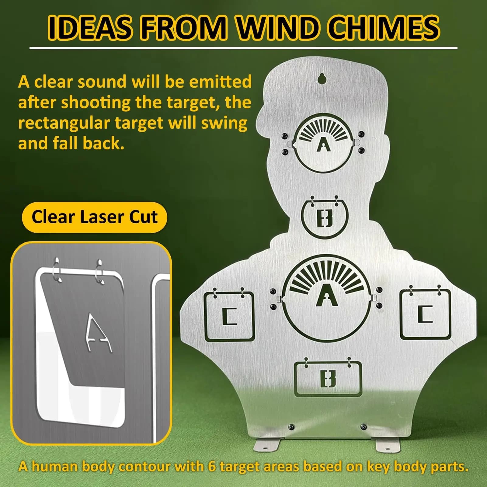 Cibles acier inox découpées laser avec supports - pour stand tir extérieur jardin entraînement