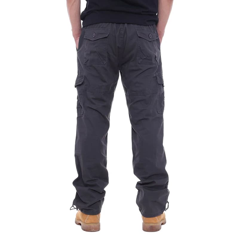 Pantalon cargo 100% coton multi-poches élastique pour pêche et randonnée 2025