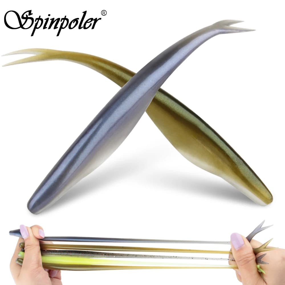 Leurre souple flottant Spinpoler TPR Jerk Shad à queue fourchue pour sandre, brochet, perche et black bass