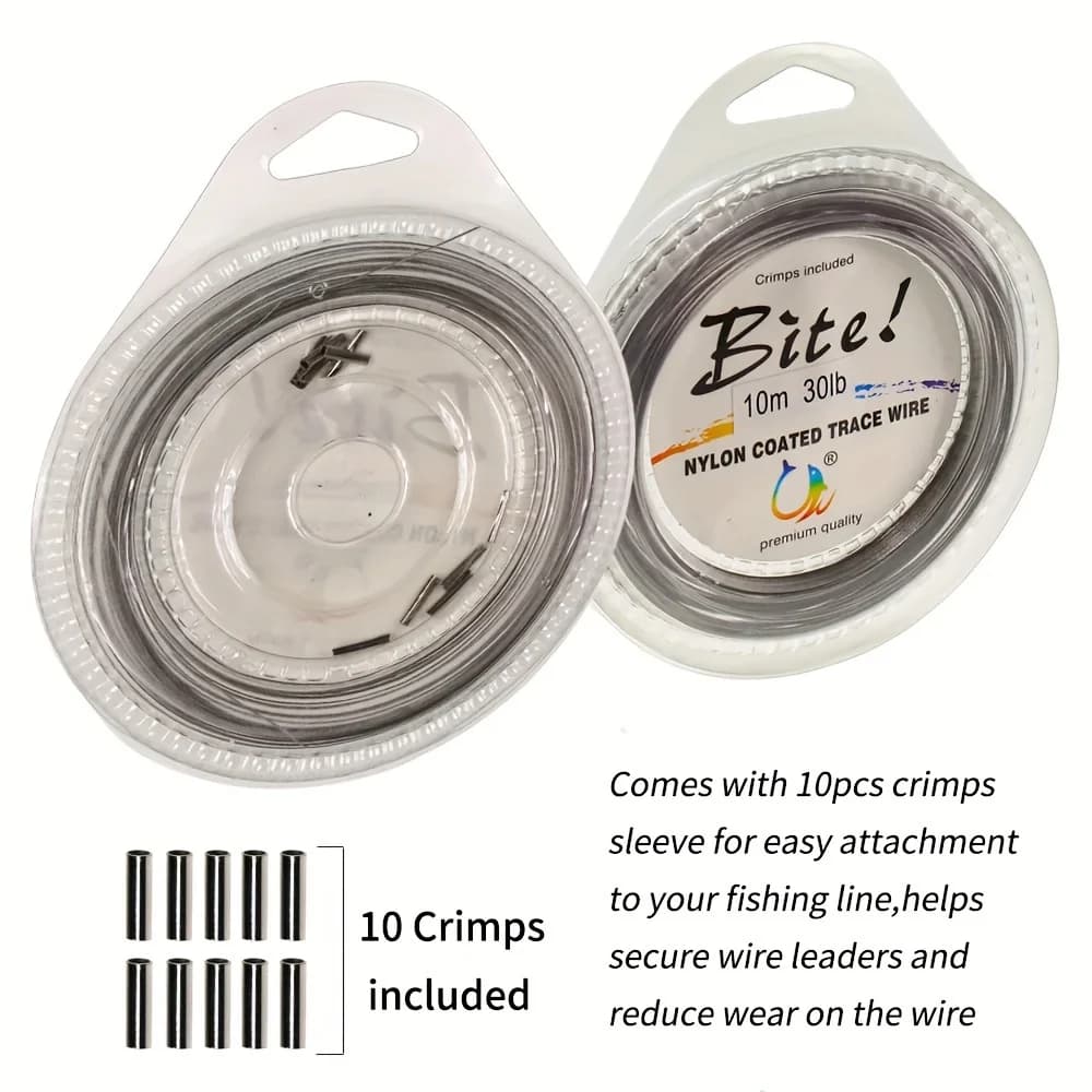 Leader acier 2x10m nylon coated - Fil d'acier X7 pour bar de mer et pêche offshore