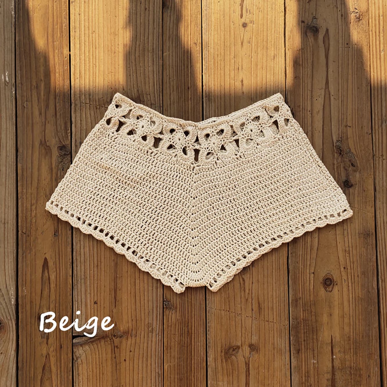 Short de bain crocheté femme été avec découpes - Maillot de bain style plage à cordon