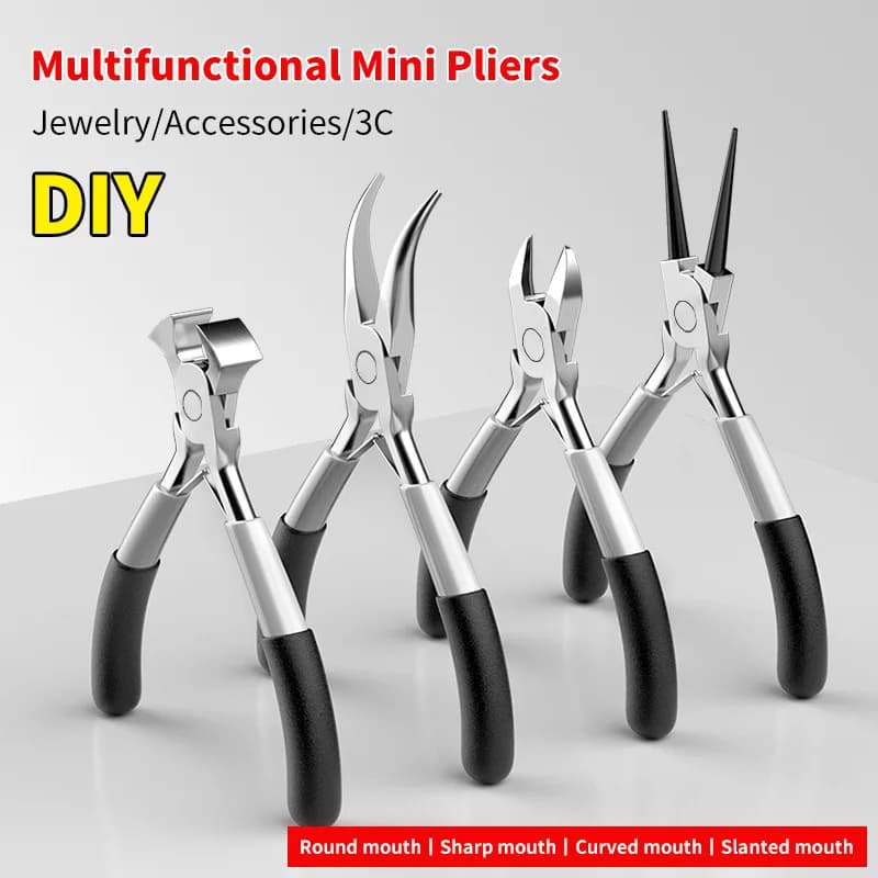Pince miniature bijoux DIY perles bricolage nez rond coupe diagonale isolée création artisanale