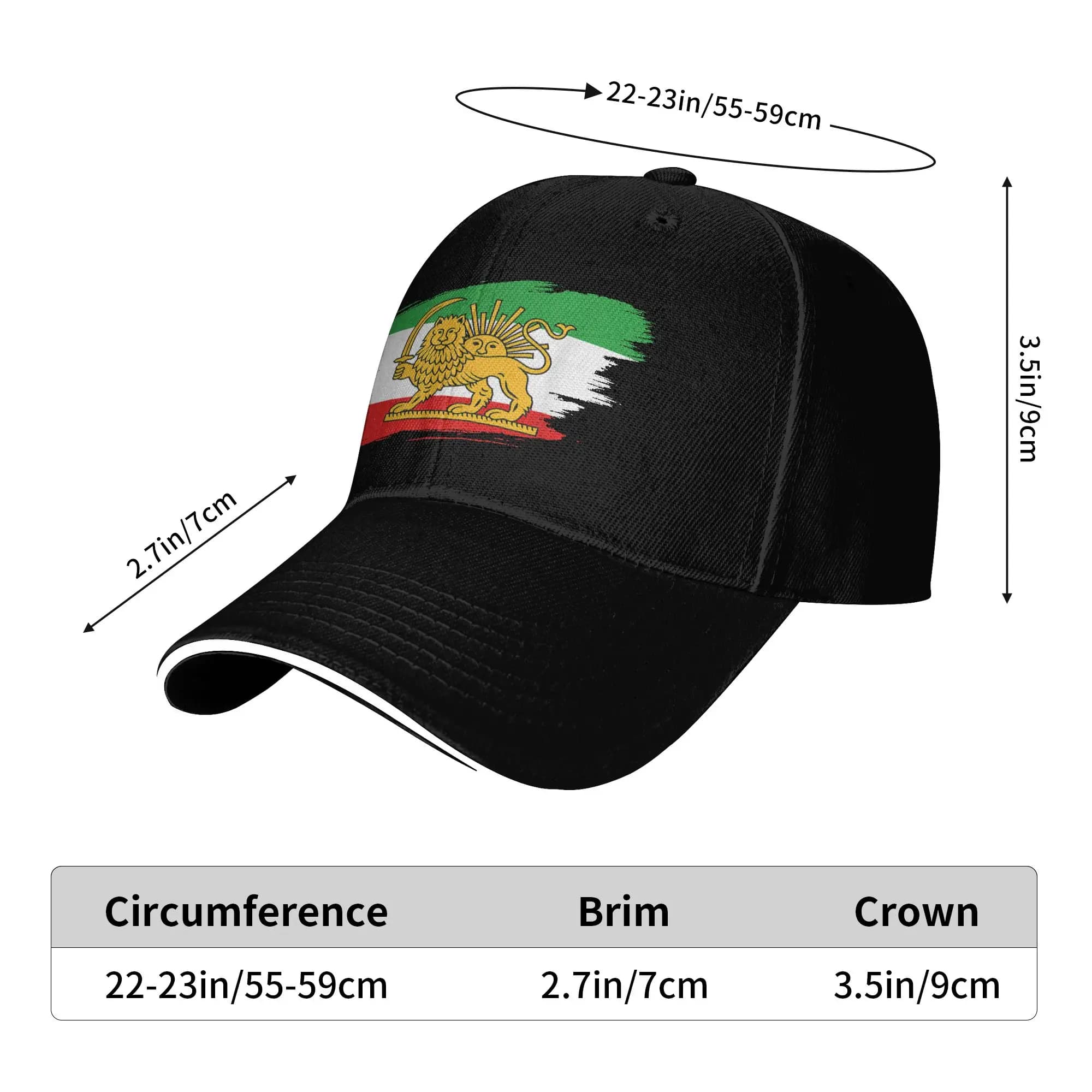 Casquette baseball drapeau Iran pêche camping - Lion persan unisexe couple activités outdoor