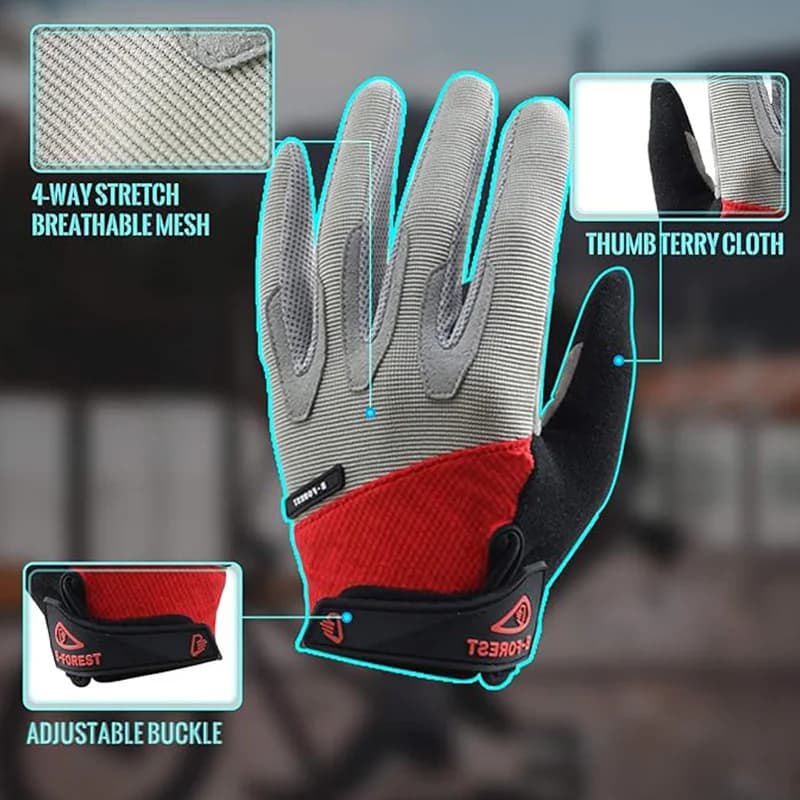 Gants vélo route pleine main anti-dérapant anti-chocs homme femme aussi pour pêche
