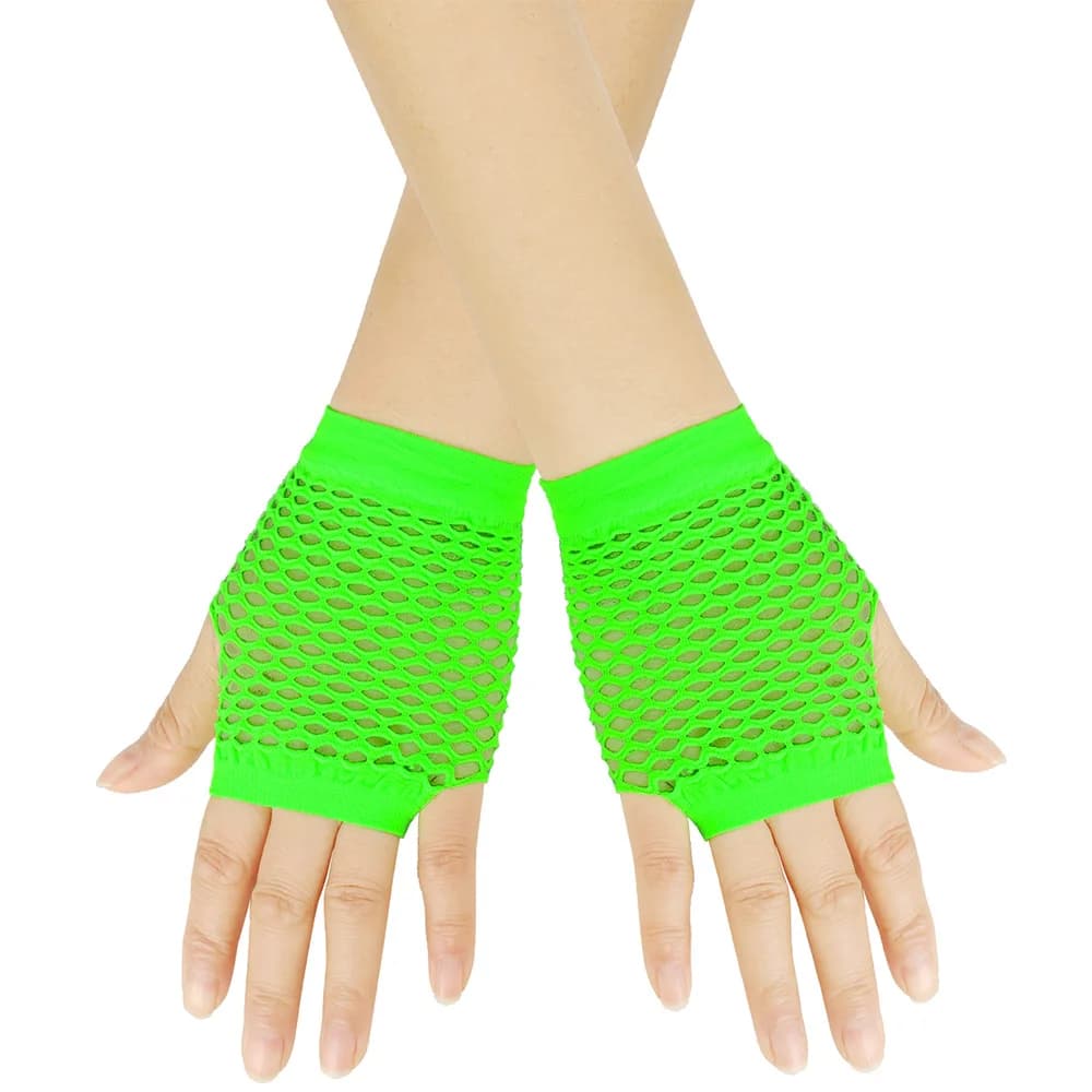 Gants courts fingerless en filet de pêche colorés - Pour soirées élégantes et événements festifs