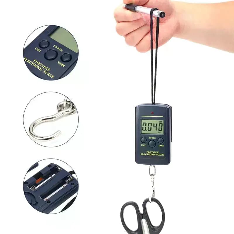 Balance numérique Hirisi 50kg avec règle intégrée crochet pêche portable électronique poids bagages