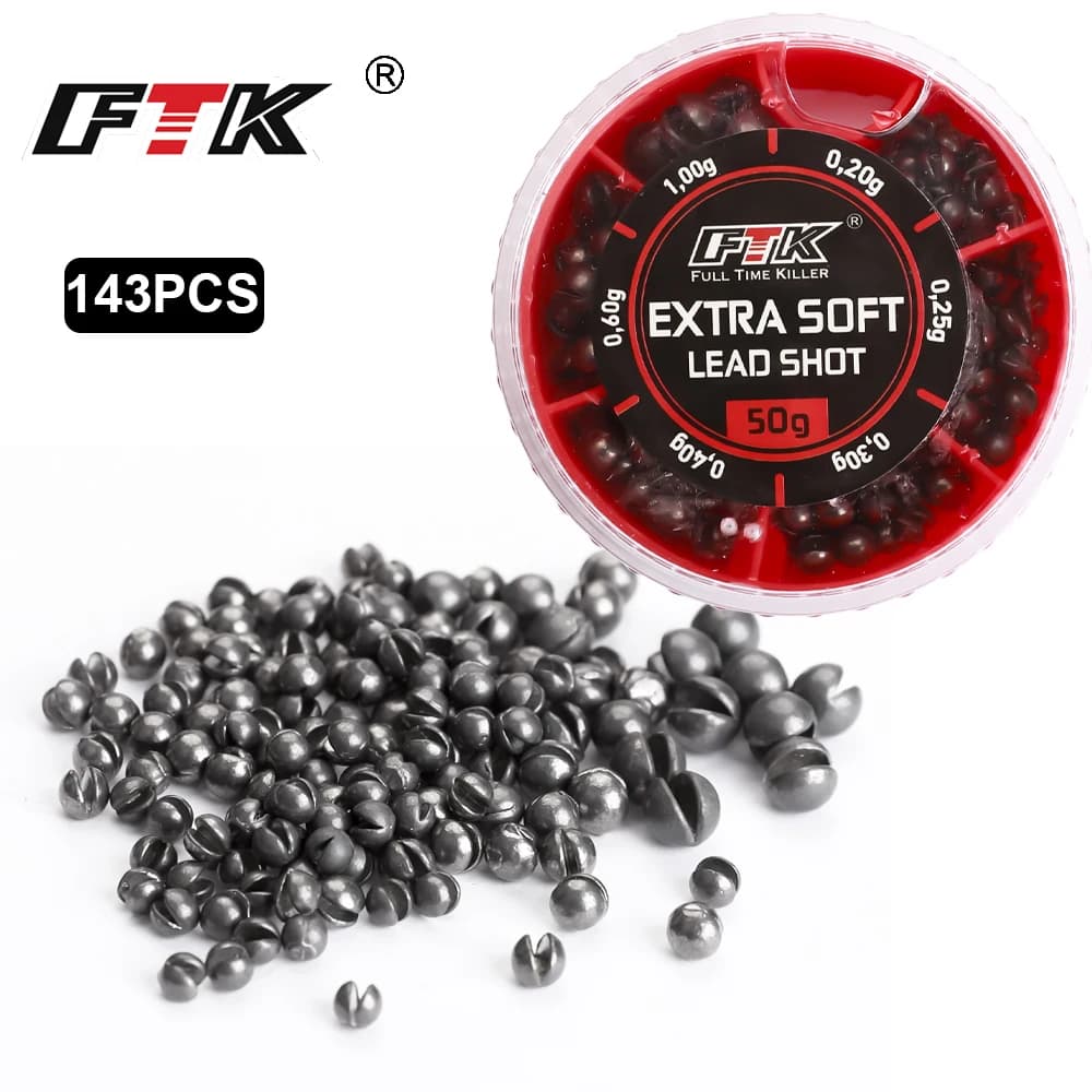 Plombs de pêche ronds fendus FTK, 143 pièces de 0.2g à 1g pour flotteur et pêche au feeder